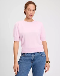 Scallop Short Sleeve Sweater