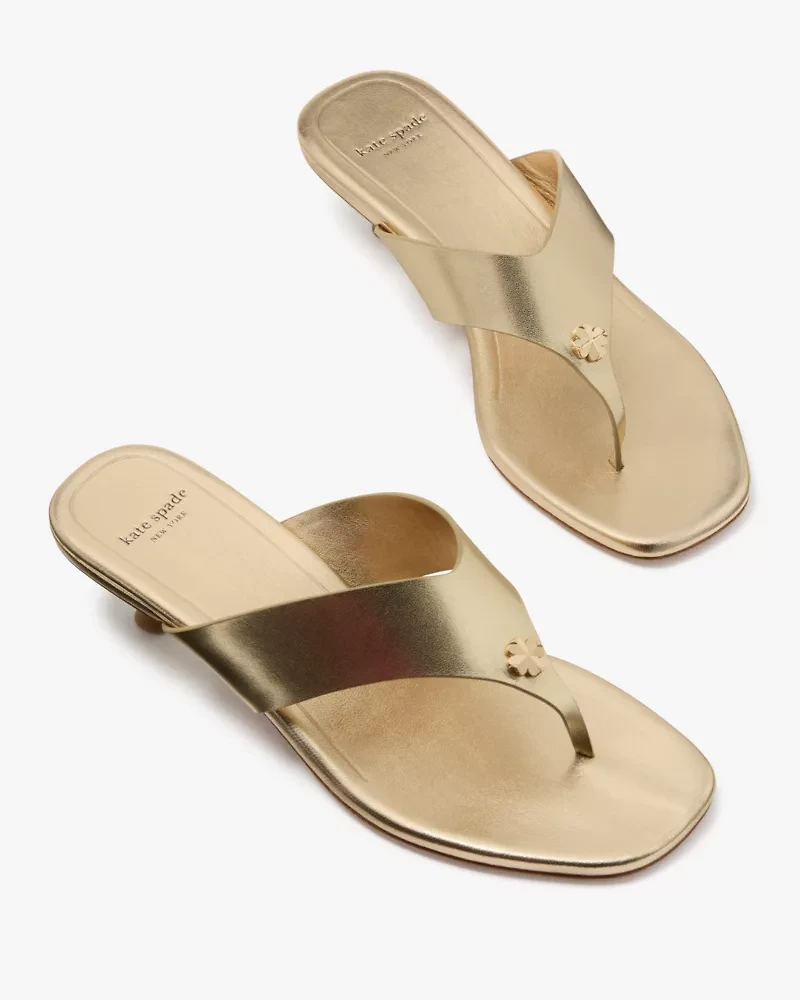 Spade Flower Kitten Heel Sandals