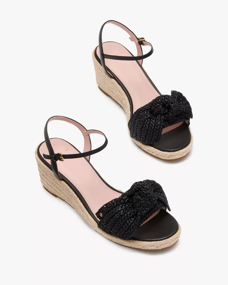 Leandra Raffia Wedge Sandals