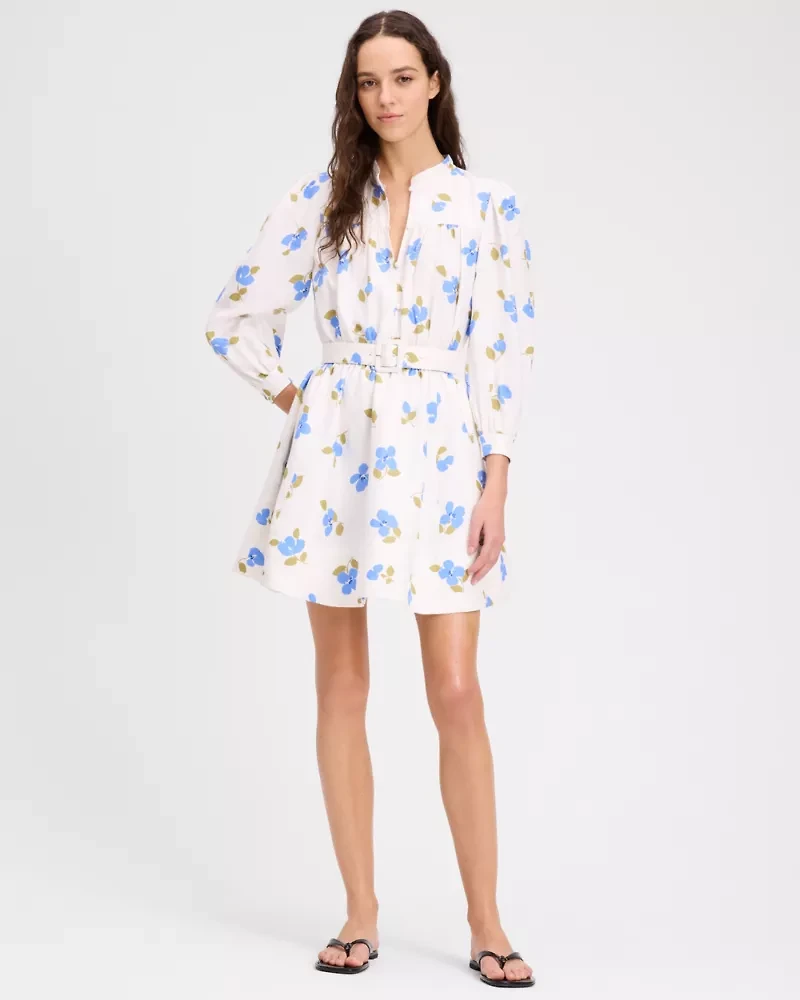 Painterly Bouquet Belted Shirt Dress