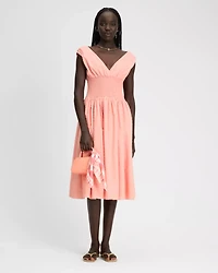 Swiss Dot Smocked Midi Dress