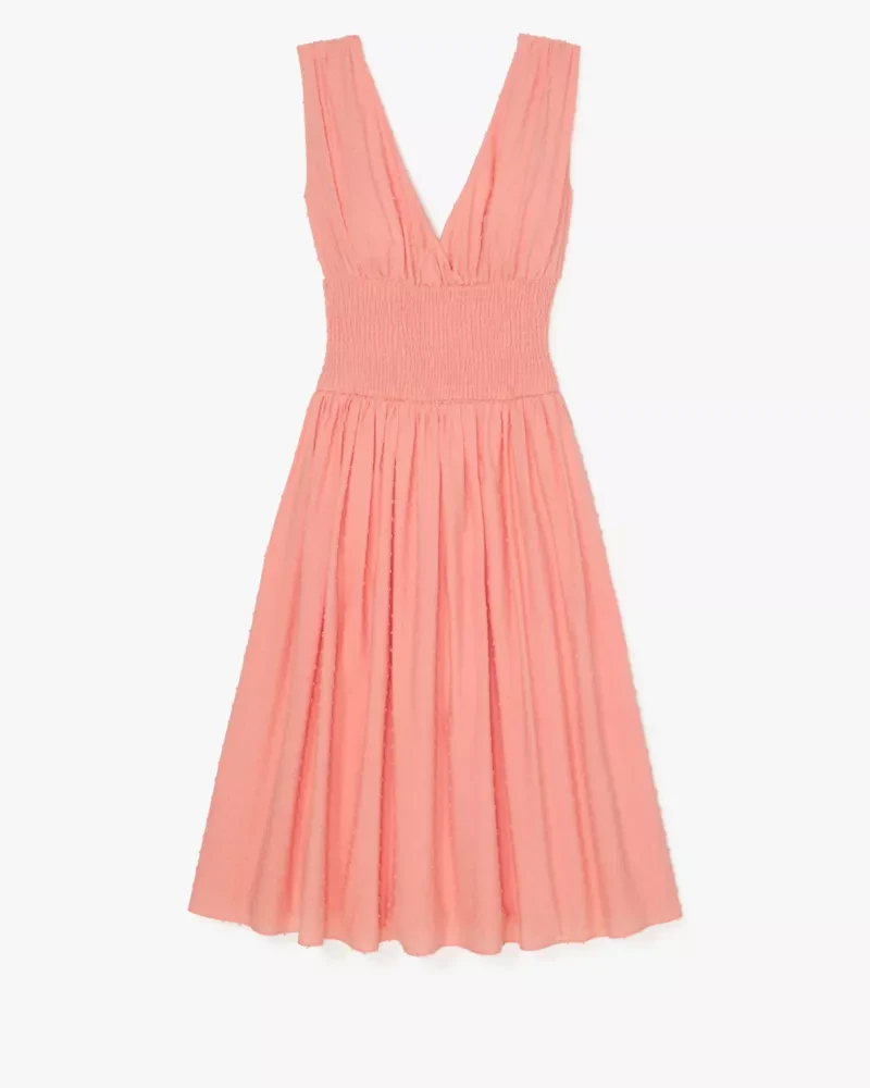 Swiss Dot Smocked Midi Dress