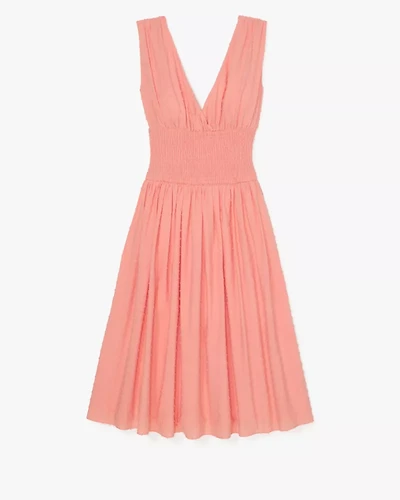 Swiss Dot Smocked Midi Dress