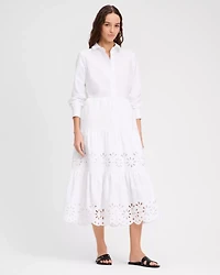 Daisy Eyelet Long Sleeve Shirt Dress