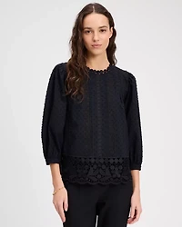 Guipure Lace Trim Blouse