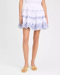 Floral Embroidered Tiered Mini Skirt