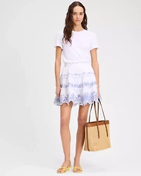 Floral Embroidered Tiered Mini Skirt