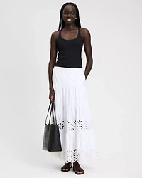 Daisy Eyelet Tiered Maxi Skirt