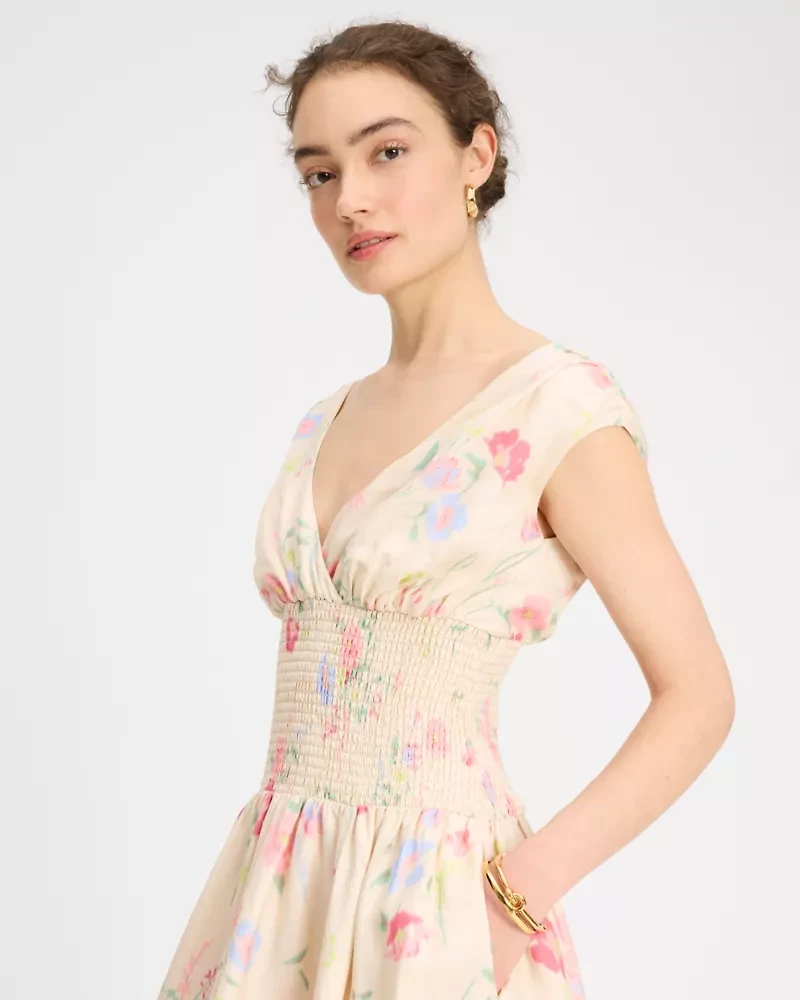 Whimsical Garden Smocked Midi Dress