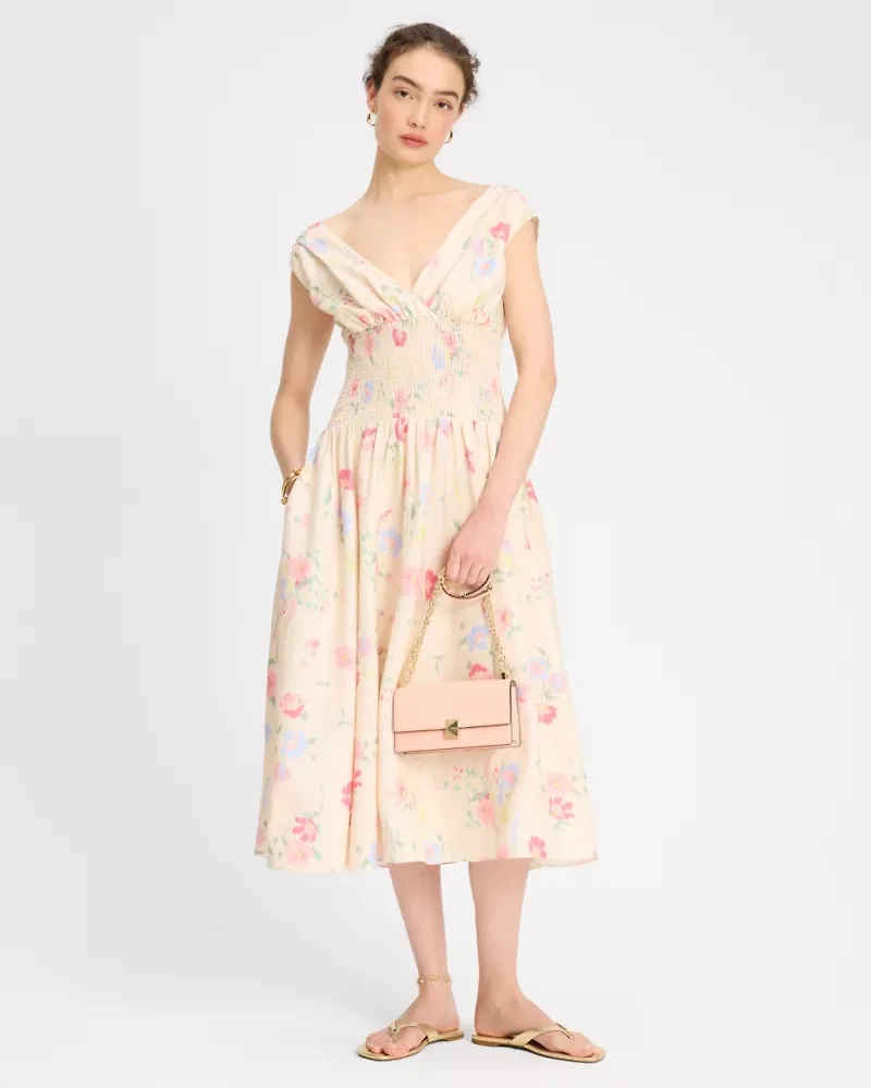 Whimsical Garden Smocked Midi Dress