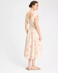 Whimsical Garden Smocked Midi Dress