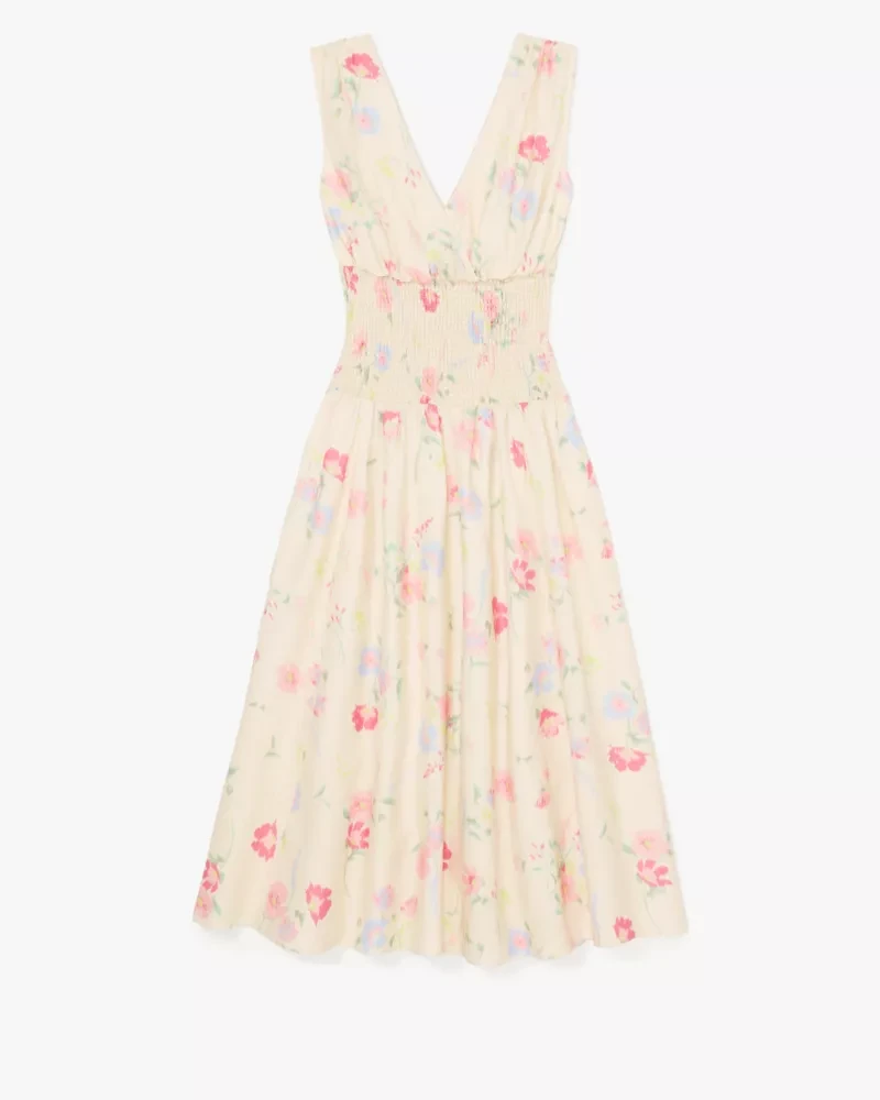 Whimsical Garden Smocked Midi Dress