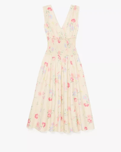 Whimsical Garden Smocked Midi Dress