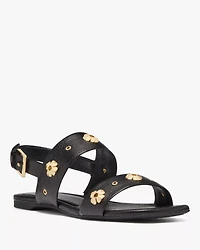 Spade Flower Stud Flat Sandals