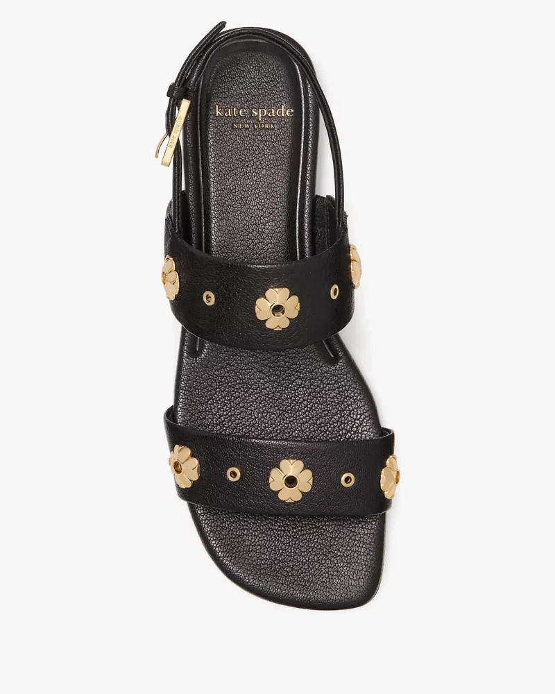 Spade Flower Stud Flat Sandals