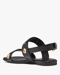 Spade Flower Stud Flat Sandals