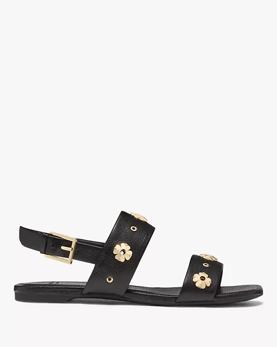 Spade Flower Stud Flat Sandals