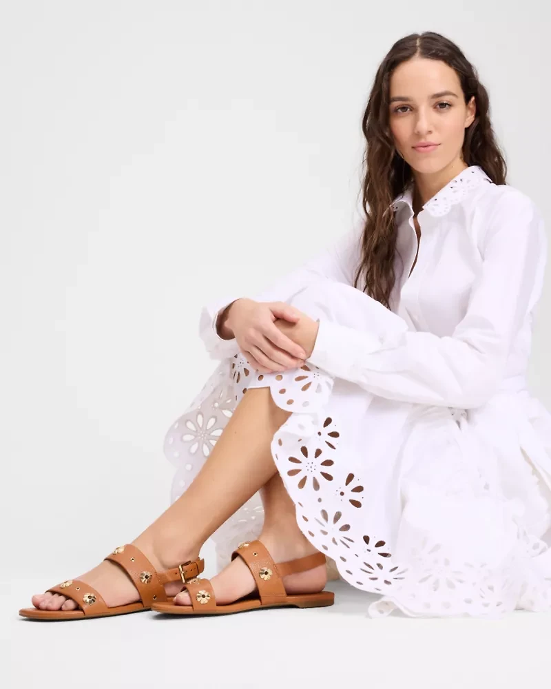 Spade Flower Stud Flat Sandals