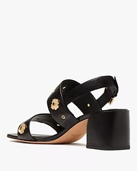 Spade Flower Stud Block Heels
