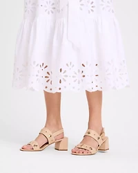 Spade Flower Stud Block Heels