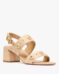 Spade Flower Stud Block Heels