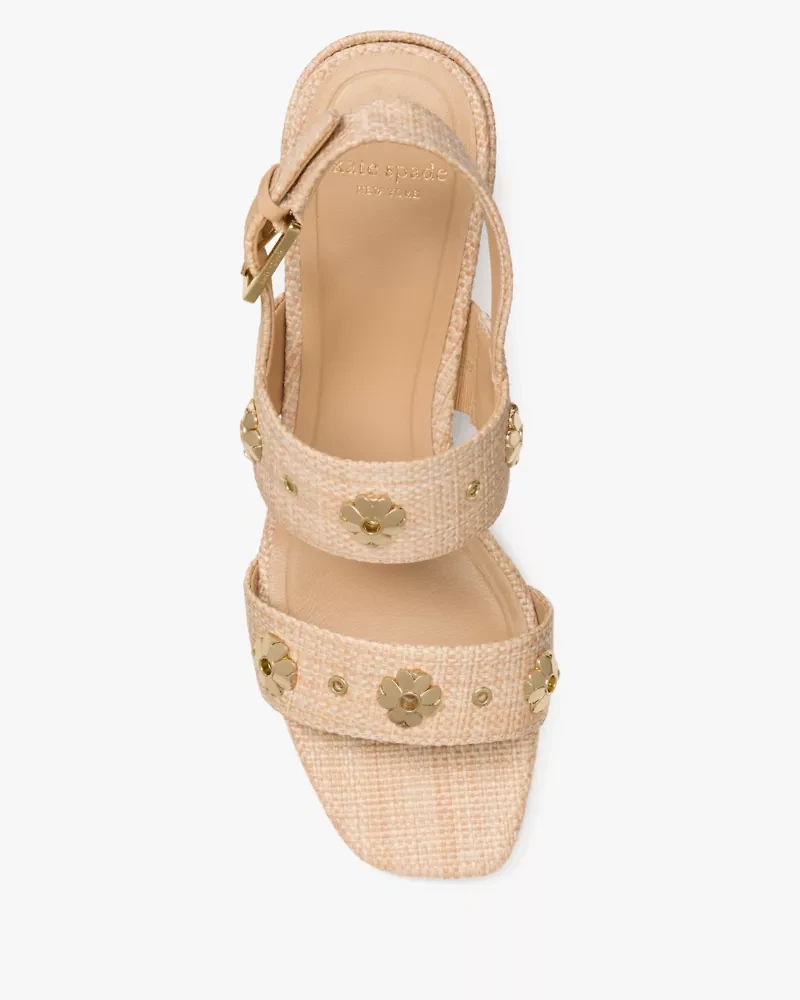 Spade Flower Stud Block Heels