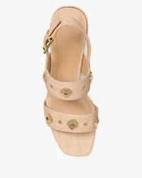 Spade Flower Stud Block Heels