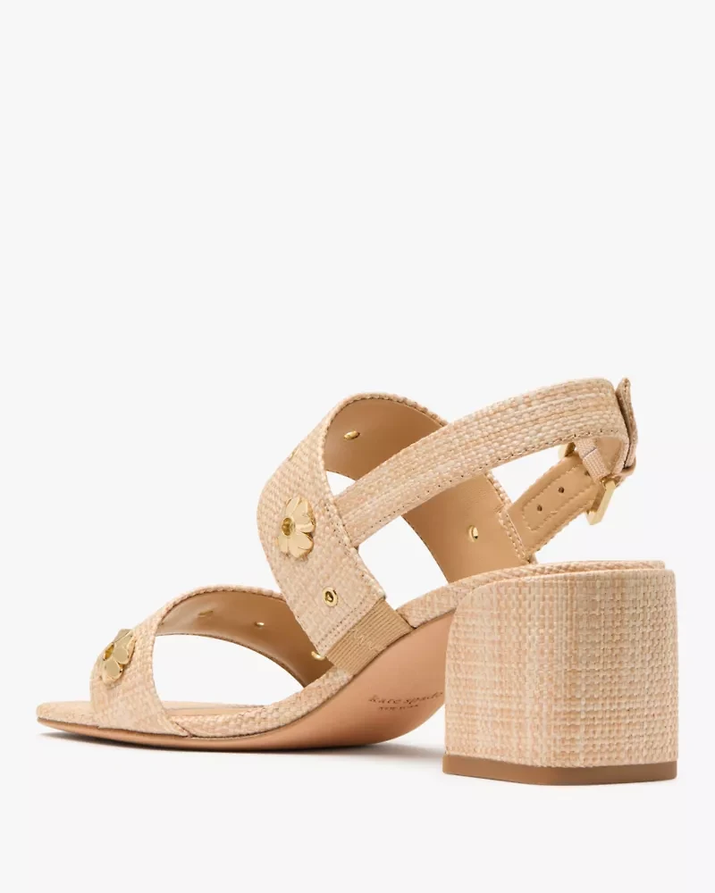 Spade Flower Stud Block Heels