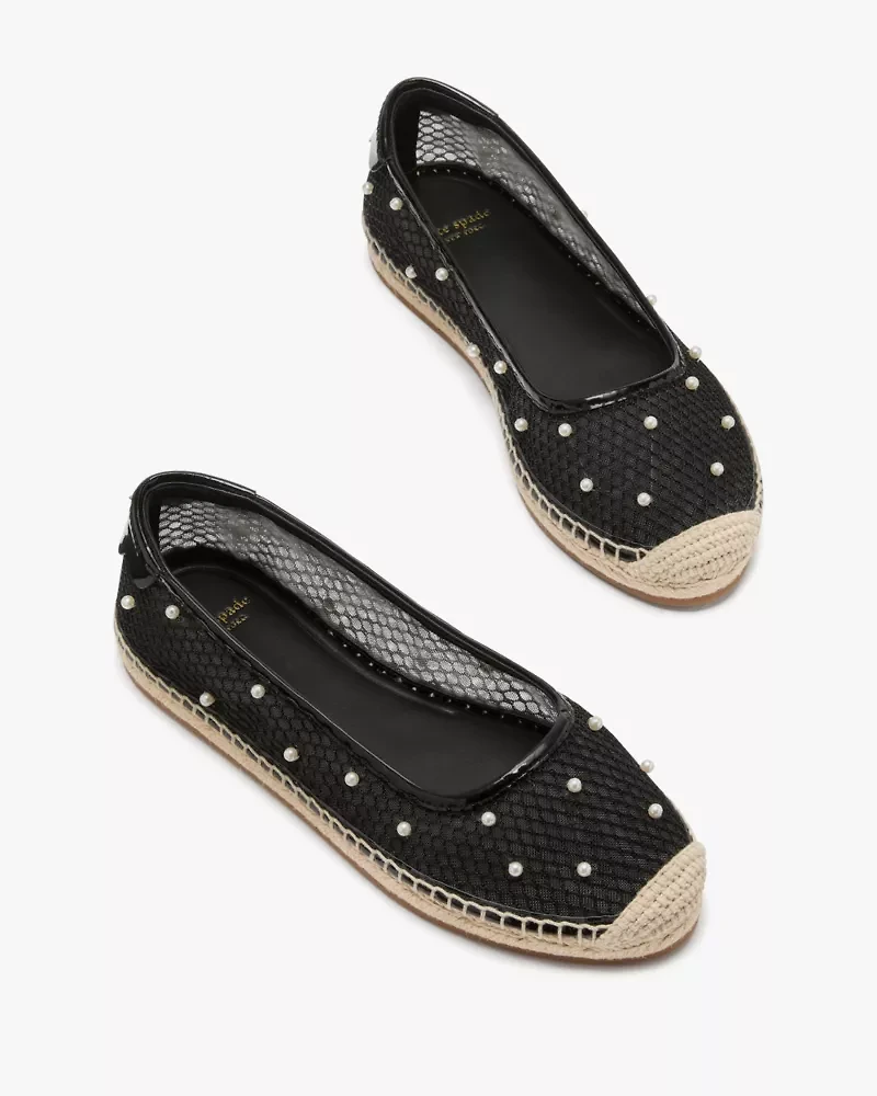 Pearl Fishnet Espadrille Ballet Flats