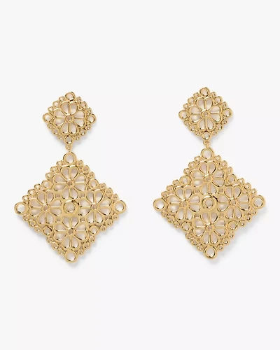 Spade Flower Lace Drop Earrings