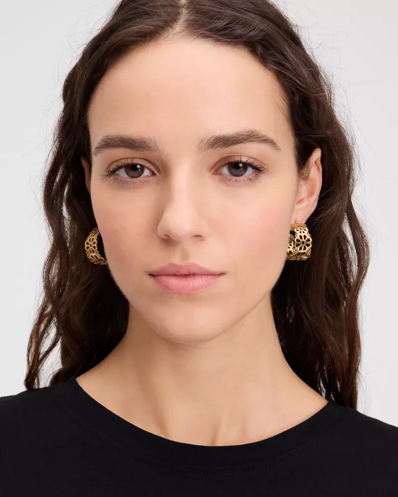 Spade Flower Lace Hoops