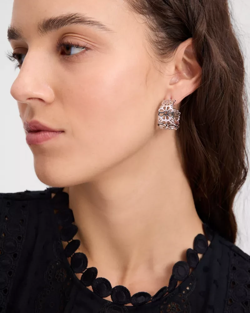 Spade Flower Lace Hoops