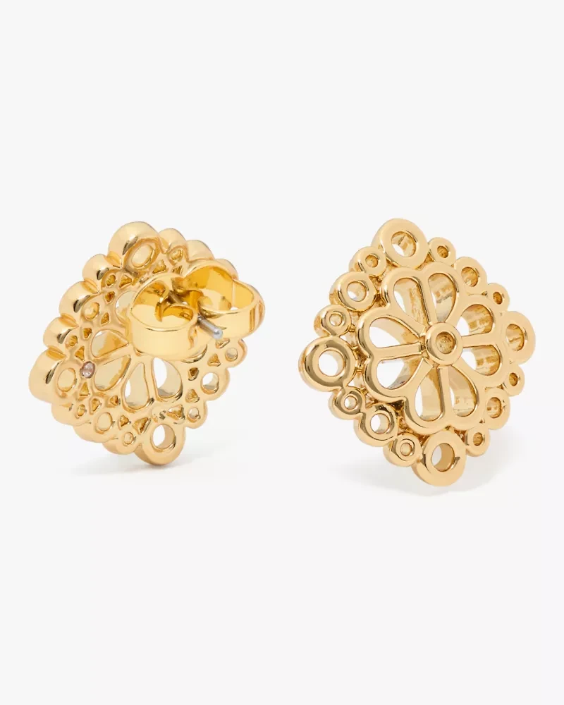 Spade Flower Lace Studs