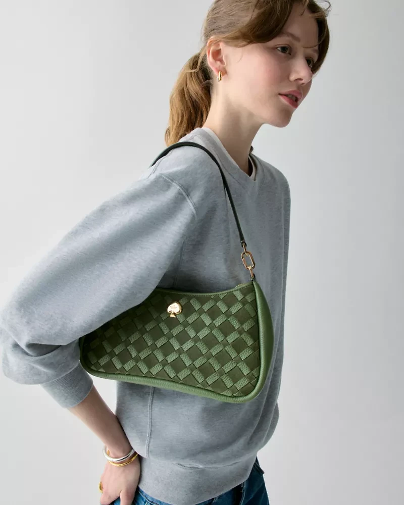 Kayla Woven Leather Small Convertible Shoulder Bag