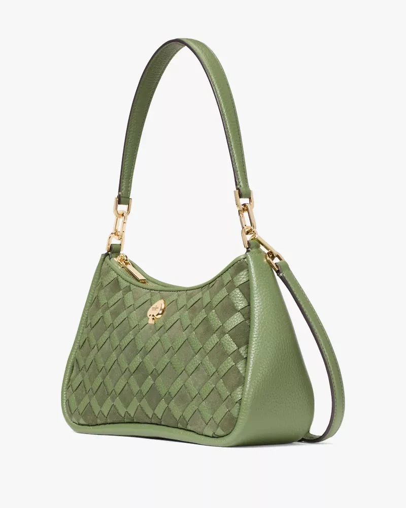 Kayla Woven Leather Small Convertible Shoulder Bag