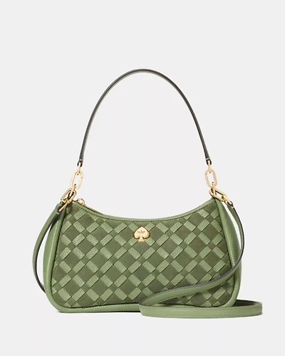 Kayla Woven Leather Small Convertible Shoulder Bag