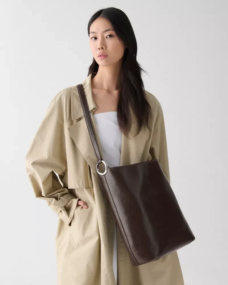 Halo Glazed Leather Large Bucket Bag