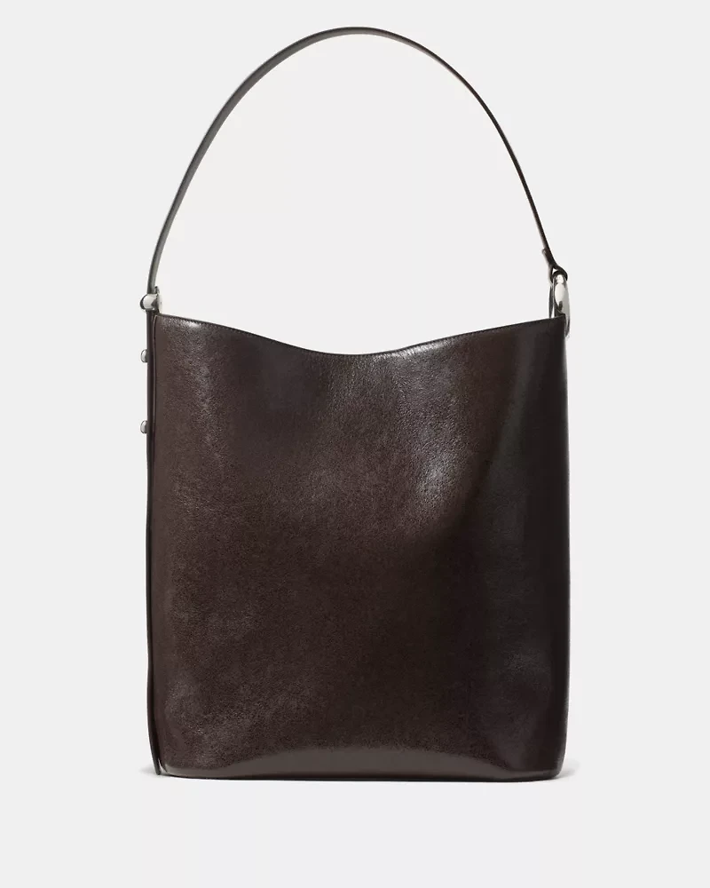 Halo Glazed Leather Large Bucket Bag