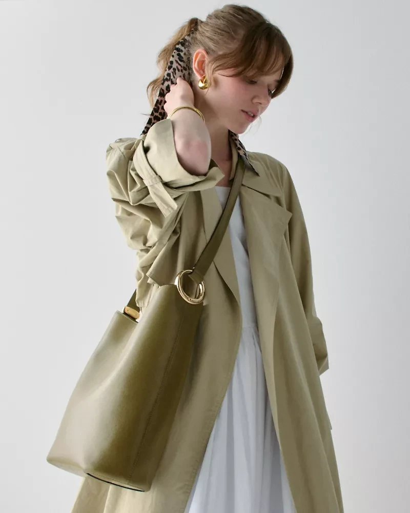 Halo Glazed Leather Bucket Bag