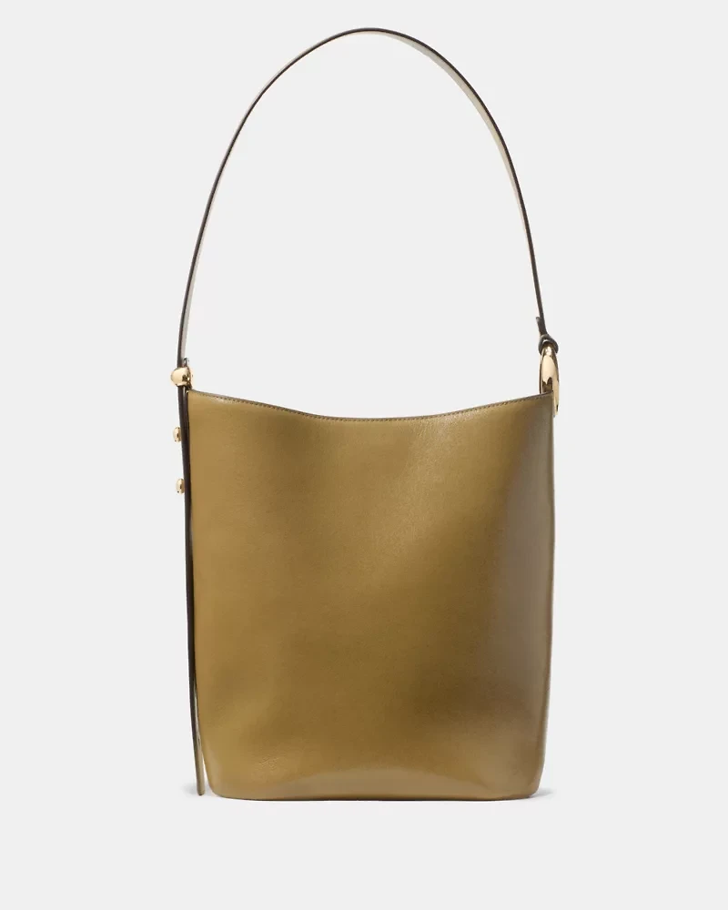 Halo Glazed Leather Bucket Bag