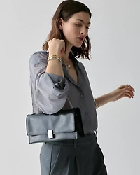 Deco Glazed Leather Soft Shoulder Bag
