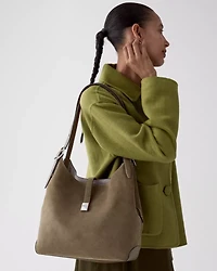 Deco Suede Large Shoulder Bag