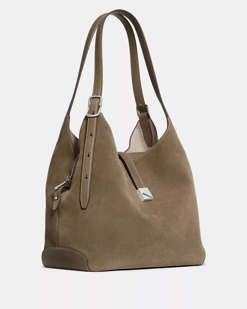 Deco Suede Large Shoulder Bag
