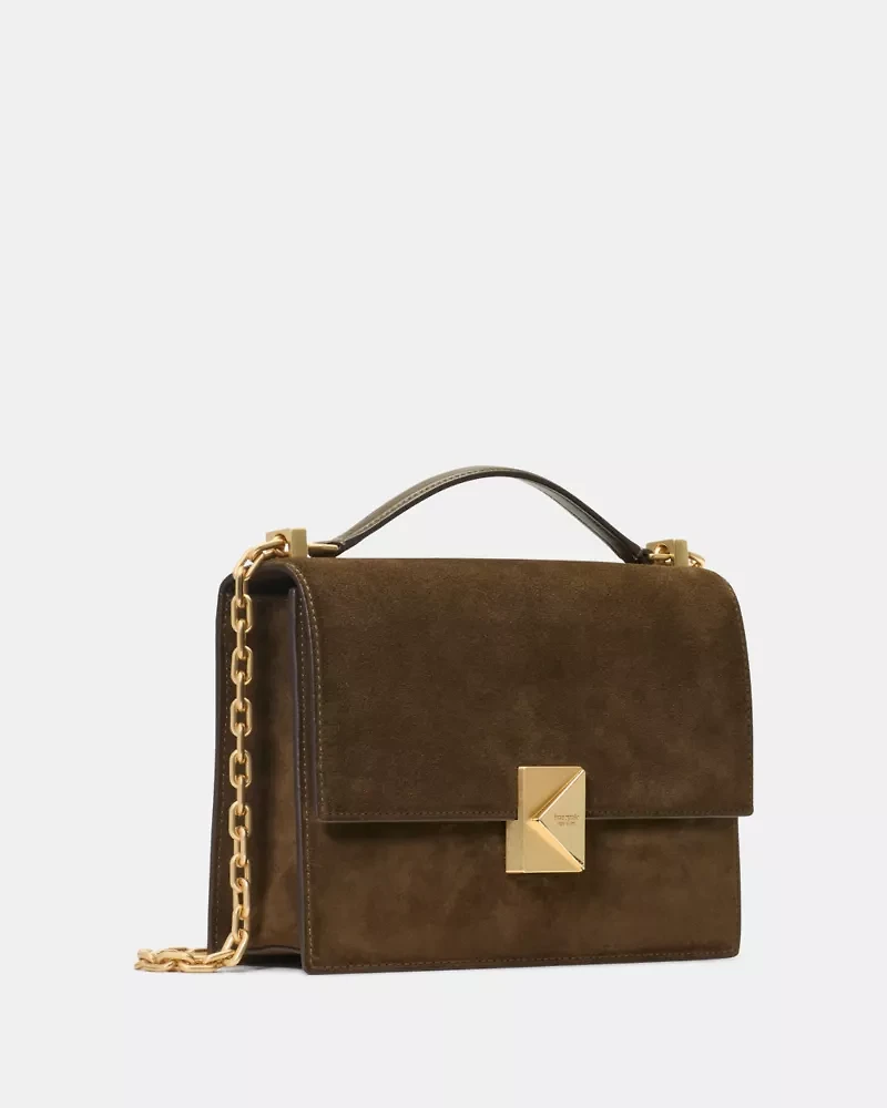 Deco Suede Chain Shoulder Bag