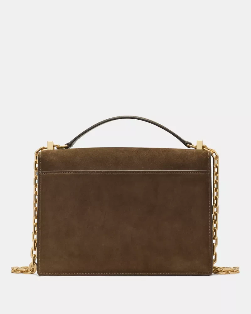 Deco Suede Chain Shoulder Bag