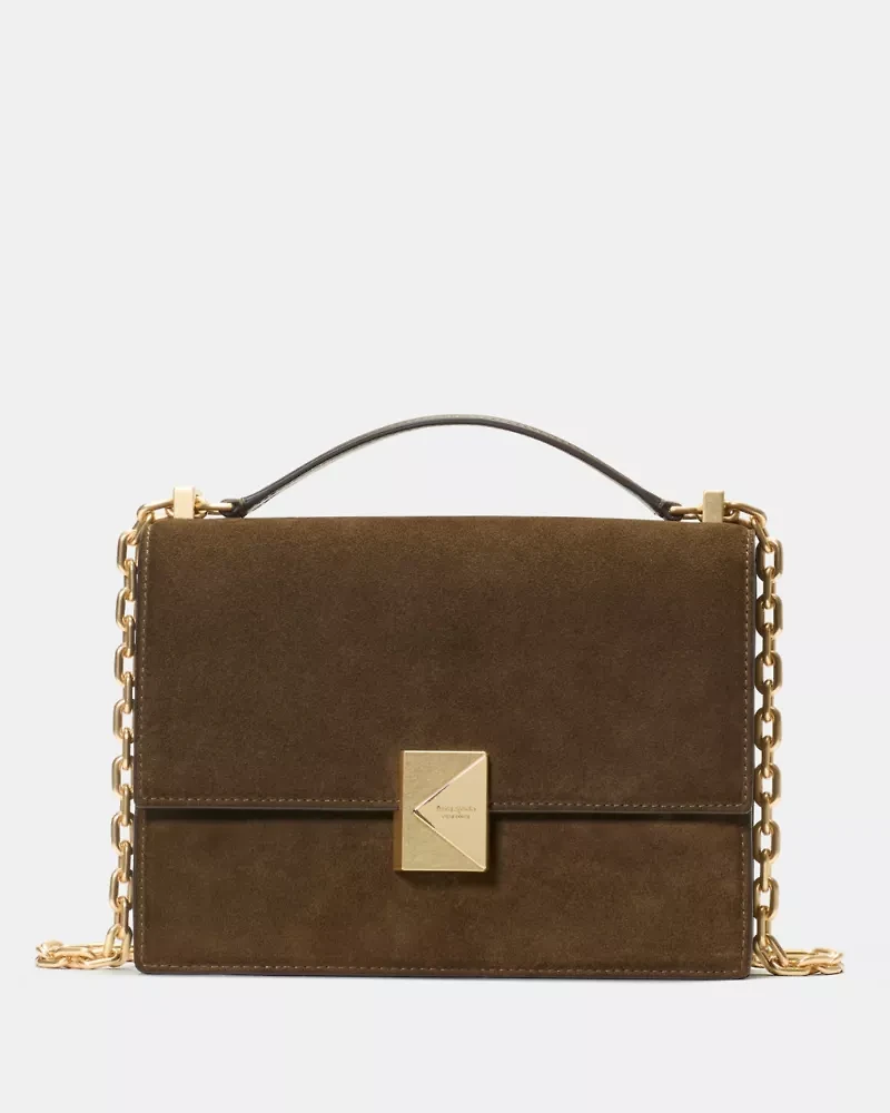 Deco Suede Chain Shoulder Bag