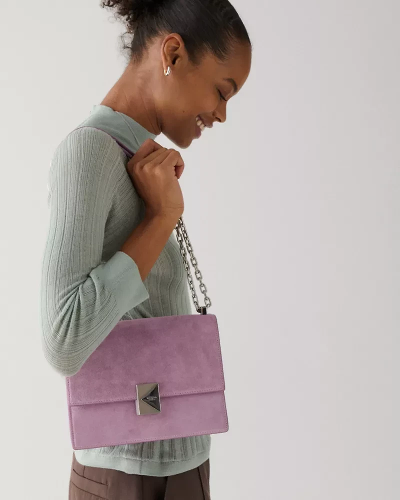 Deco Suede Chain Shoulder Bag