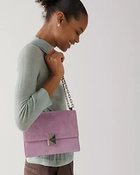 Deco Suede Chain Shoulder Bag