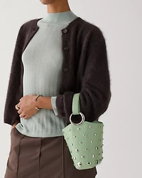 Halo Studded Mini Bucket Bag