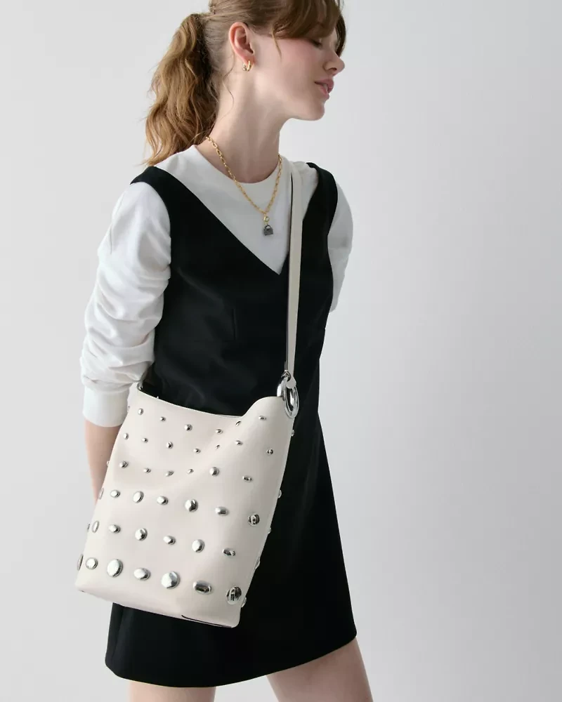 Halo Studded Bucket Bag